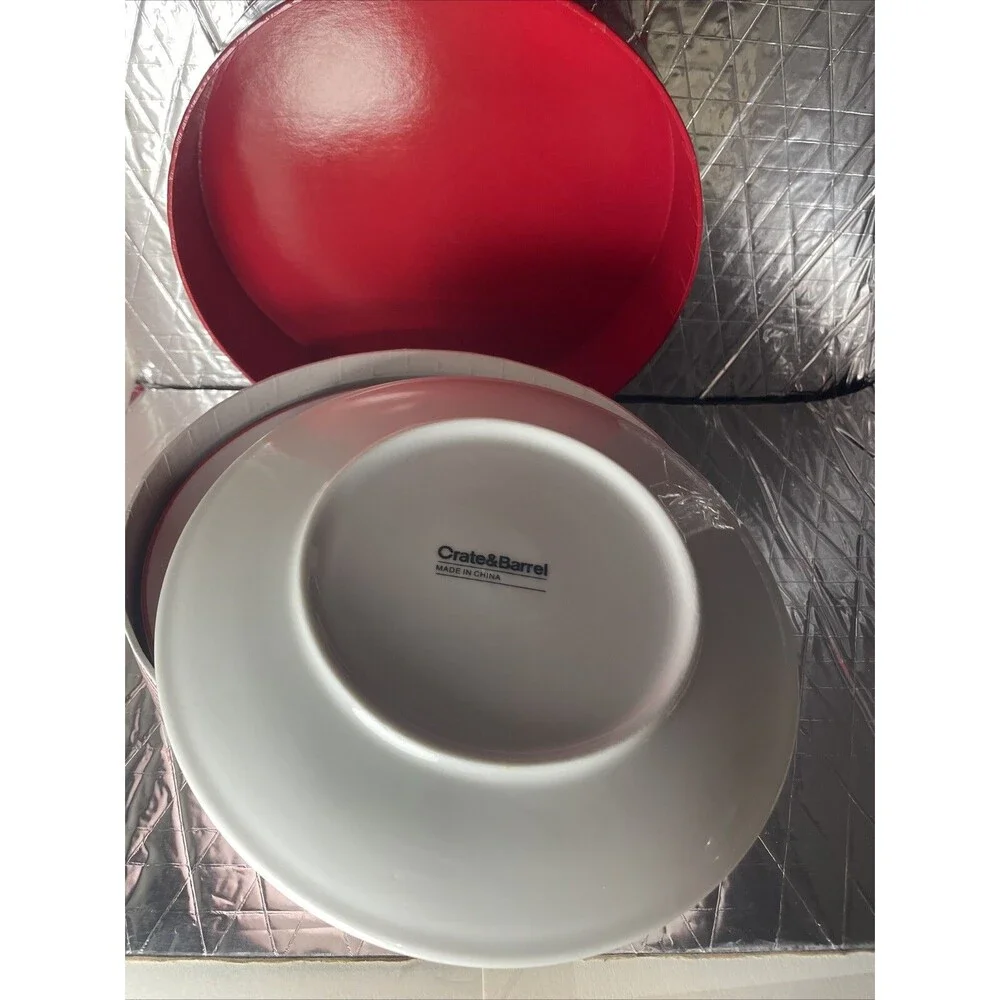 Crate & Barrel Salad Dessert Christmas Snowflake Christmas Tree Plates Set of 4
